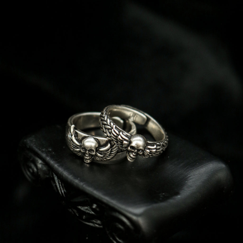 Winged Skull Couple Rings