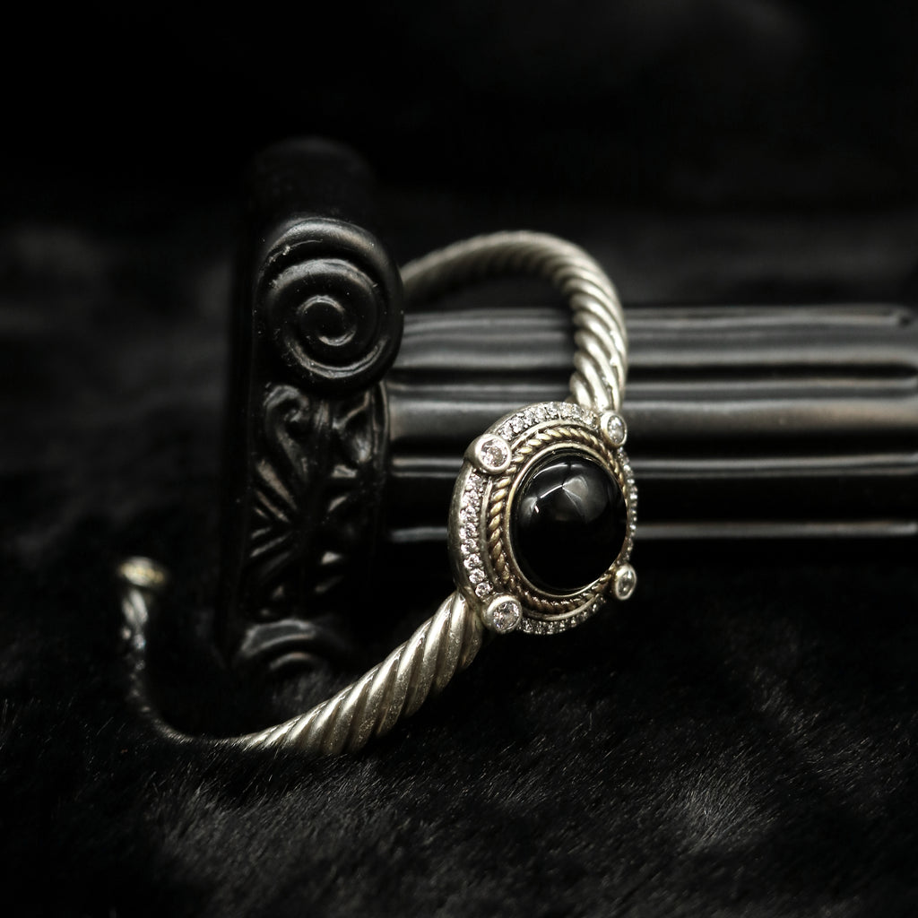 Obsidian Twist Cuff Bangle