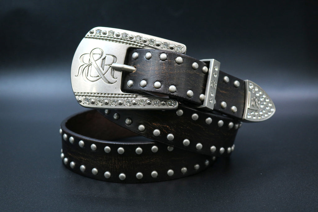 Studded Logo Buckle Belt
