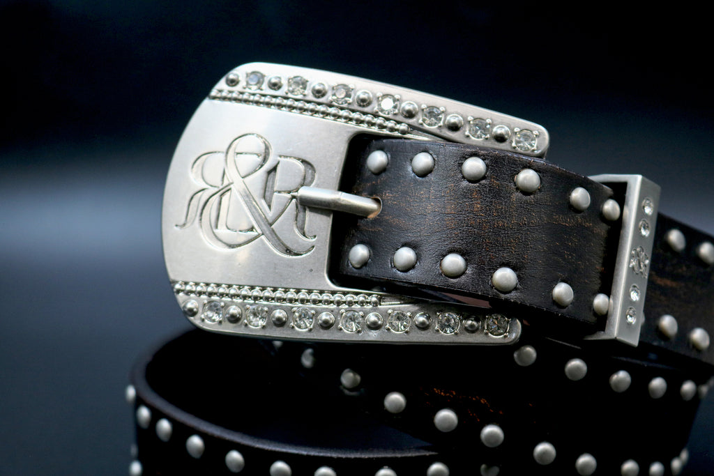 Studded Logo Buckle Belt
