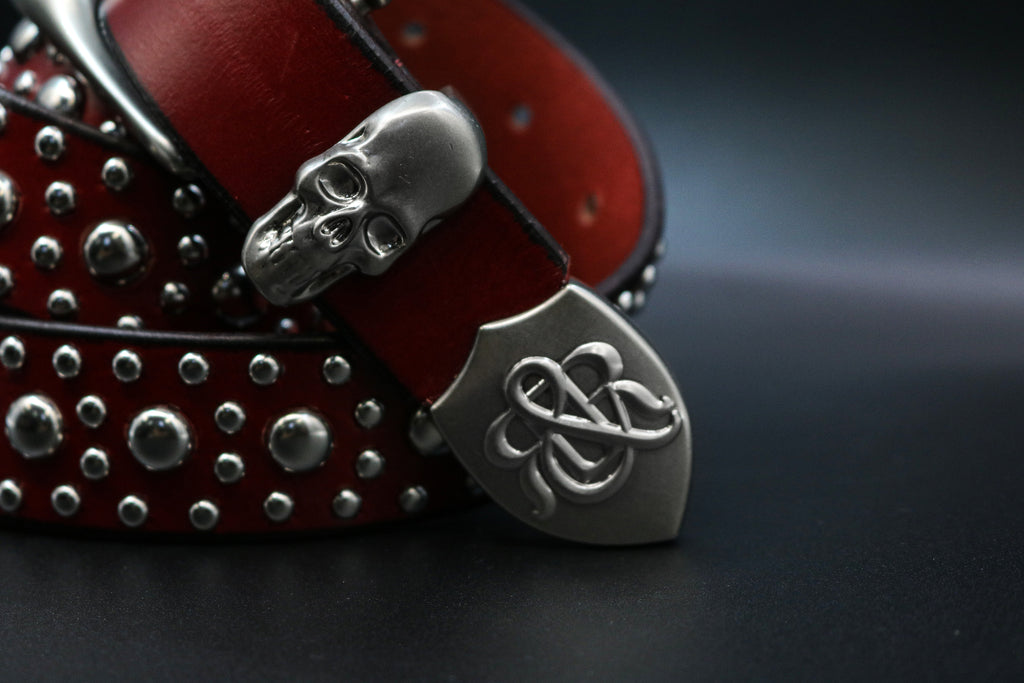 Studded Skull Buckle Belt