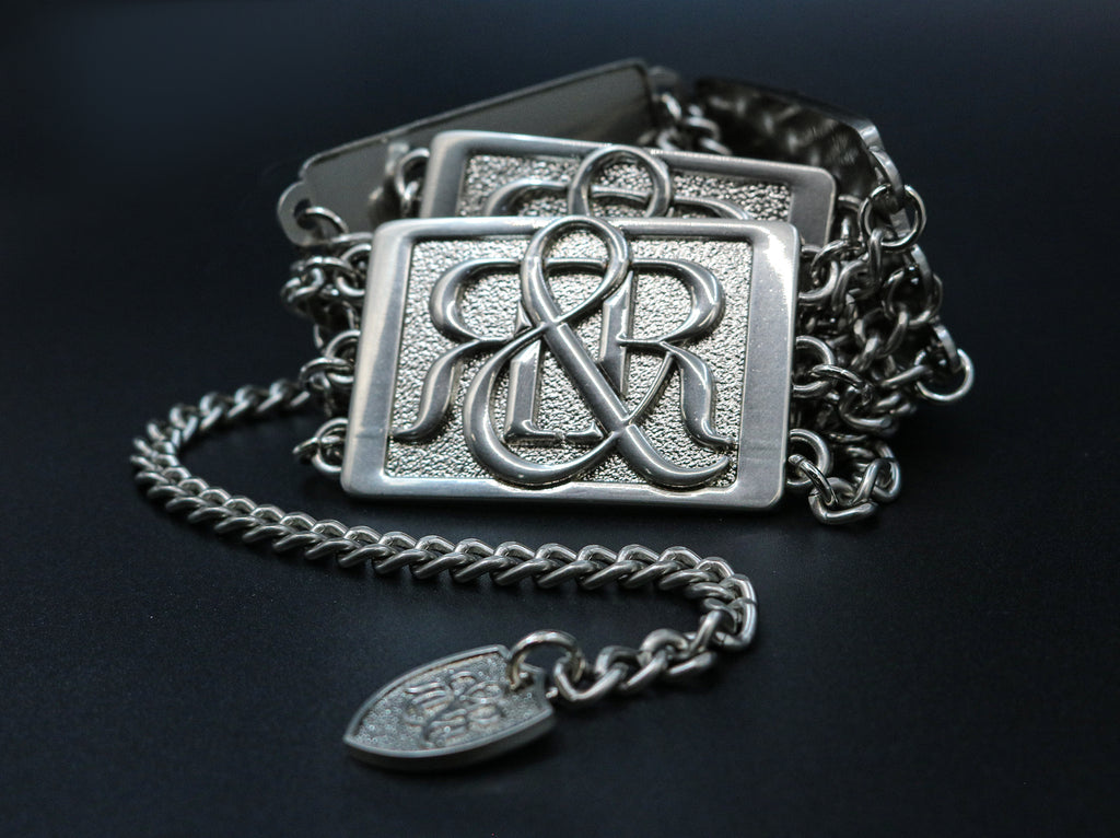 Chain-Embellished Logo Plaque Belt