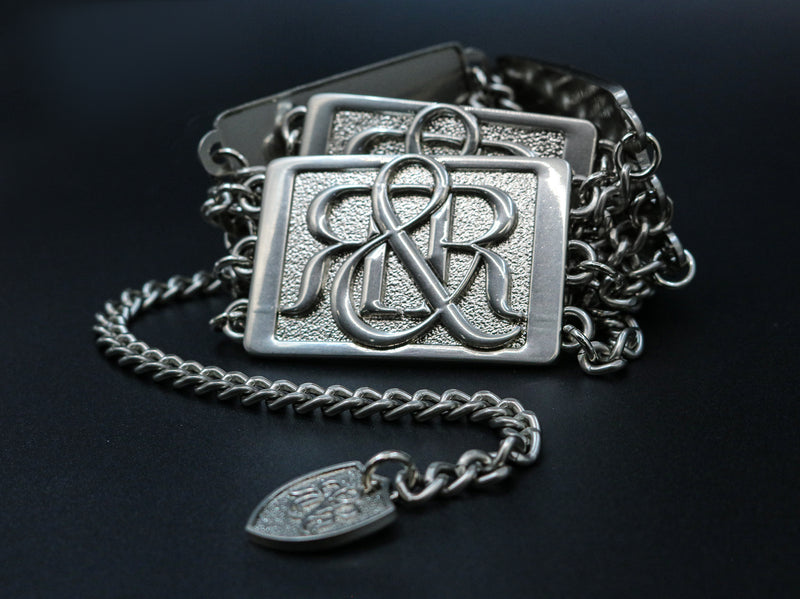 Chain-Embellished Logo Plaque Belt