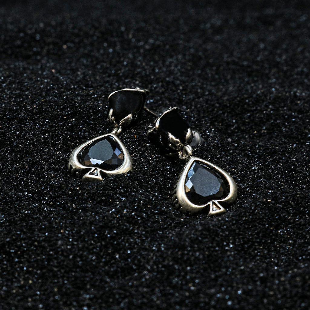 Cubic Zirconia Spade Drop Earrings