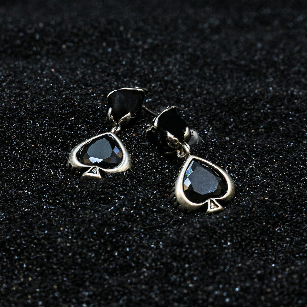 Cubic Zirconia Spade Drop Earrings