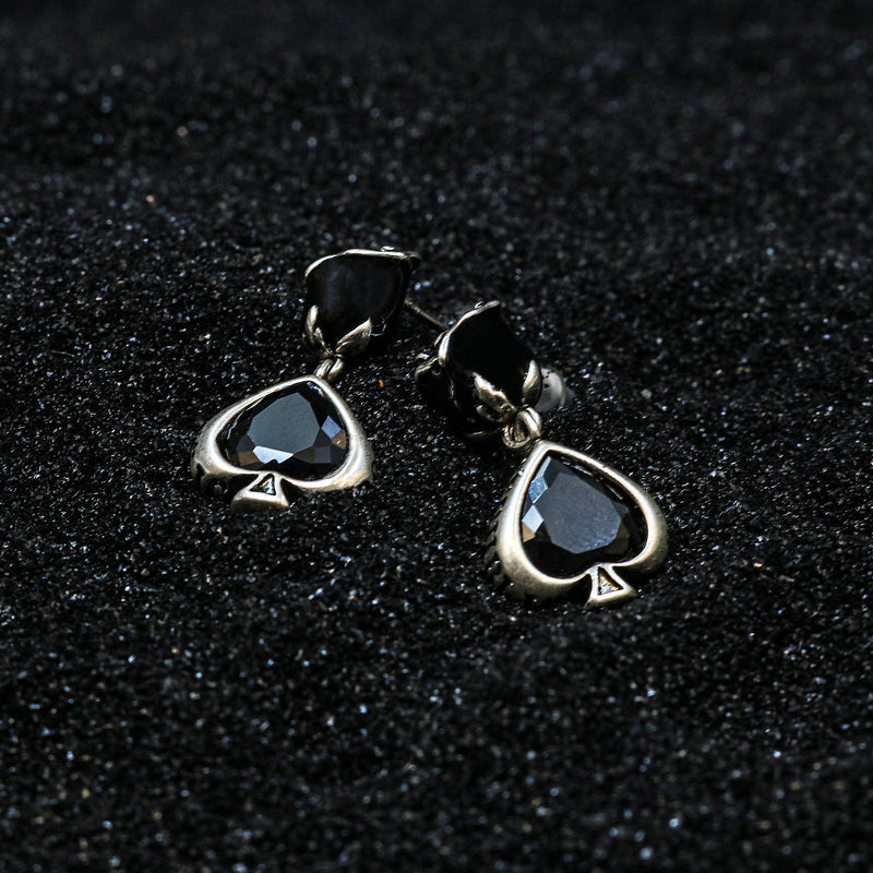 Cubic Zirconia Spade Drop Earrings