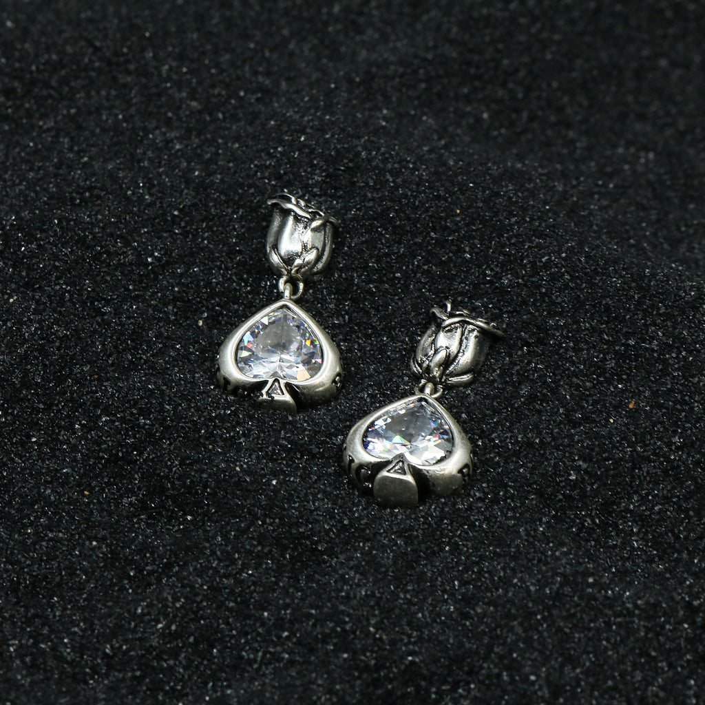 Cubic Zirconia Spade Drop Earrings