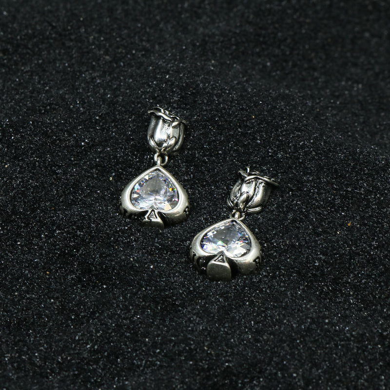 Cubic Zirconia Spade Drop Earrings