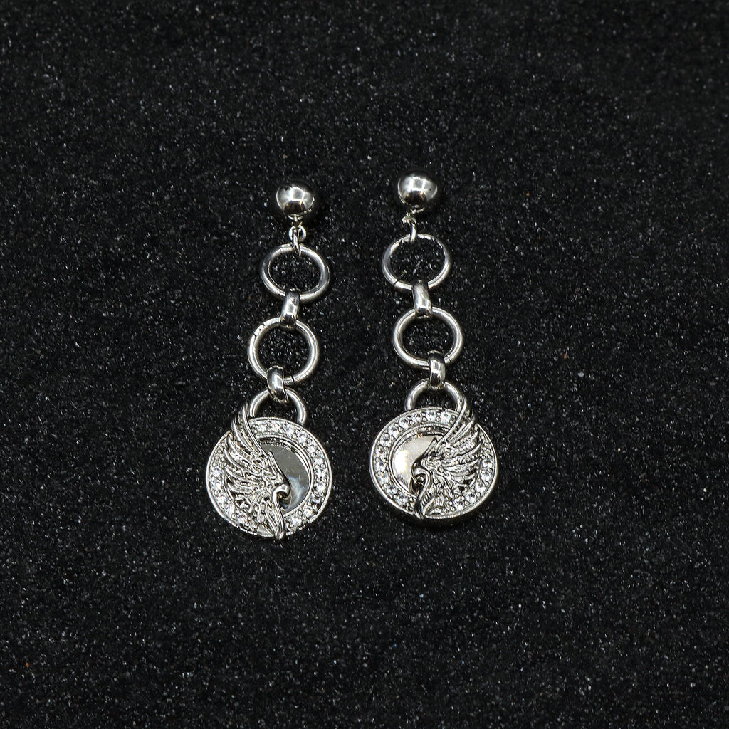 Zircon-Embellished Wing Drop Earrings