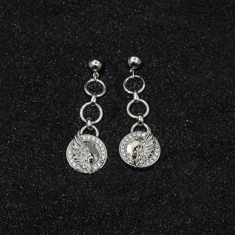Zircon-Embellished Wing Drop Earrings