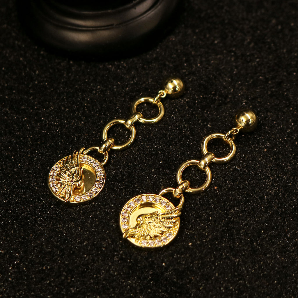 Zircon-Embellished Wing Drop Earrings