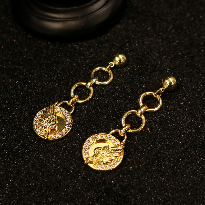 Zircon-Embellished Wing Drop Earrings