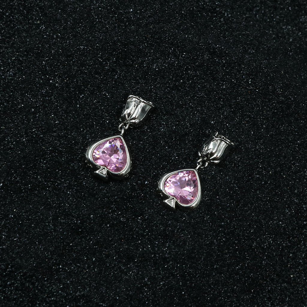Cubic Zirconia Spade Drop Earrings