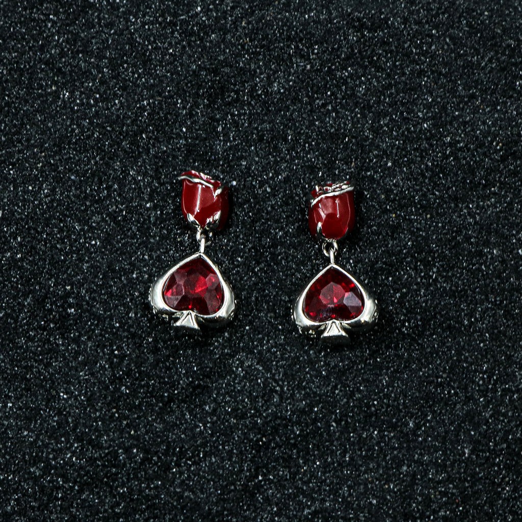 Cubic Zirconia Spade Drop Earrings