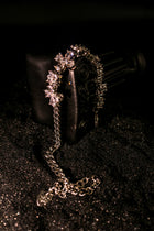 Cubic Zirconia Floral Charm Link Wristband