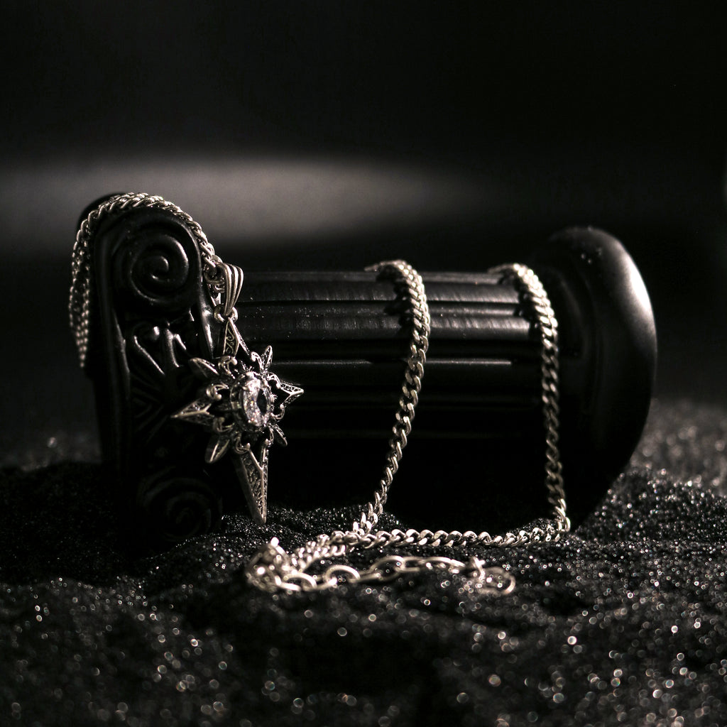 Rhinestone Embellished Starburst Pendant Necklace