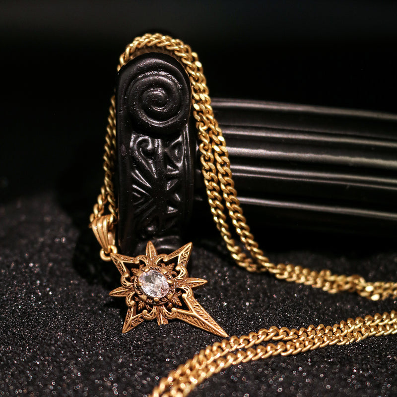 Rhinestone Embellished Starburst Pendant Necklace