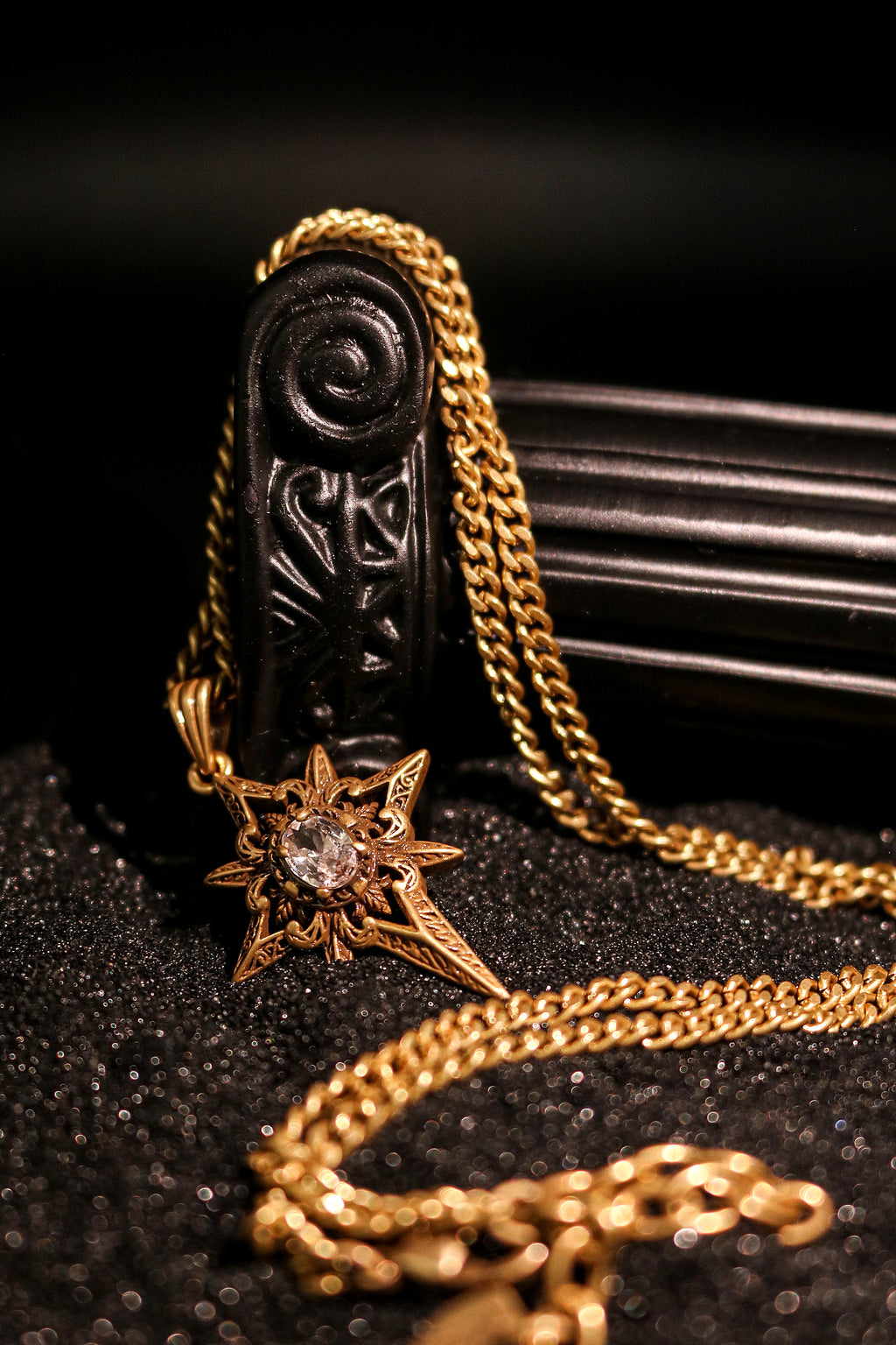 Rhinestone Embellished Starburst Pendant Necklace