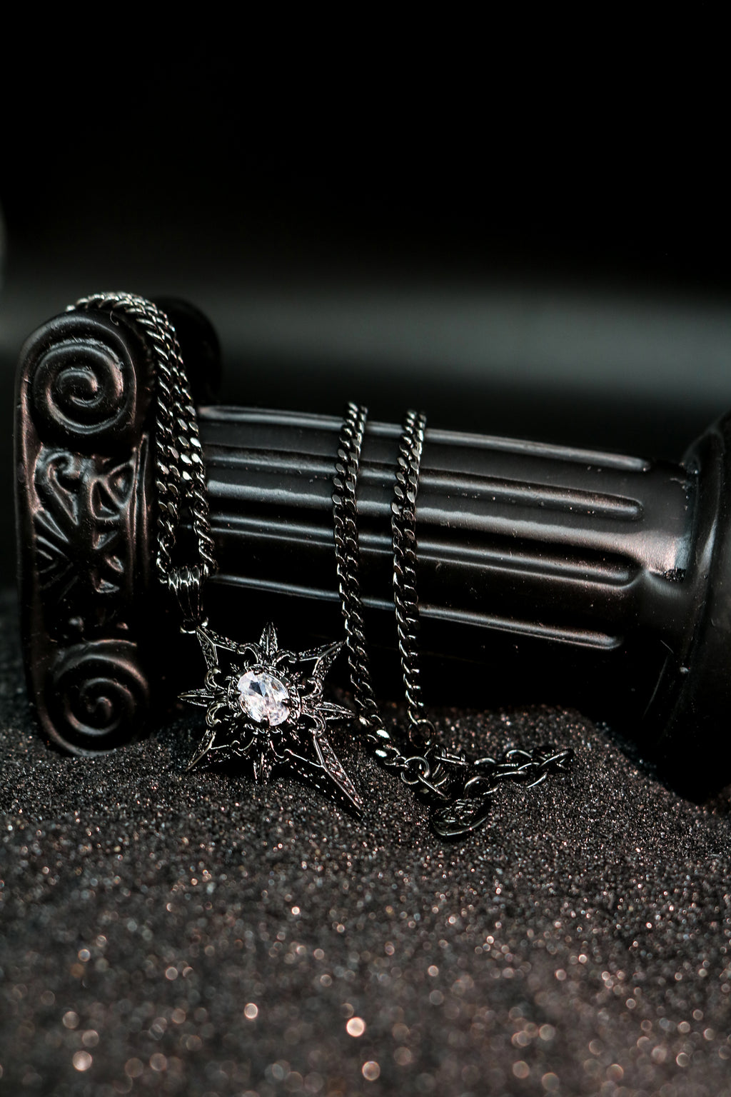 Rhinestone Embellished Starburst Pendant Necklace
