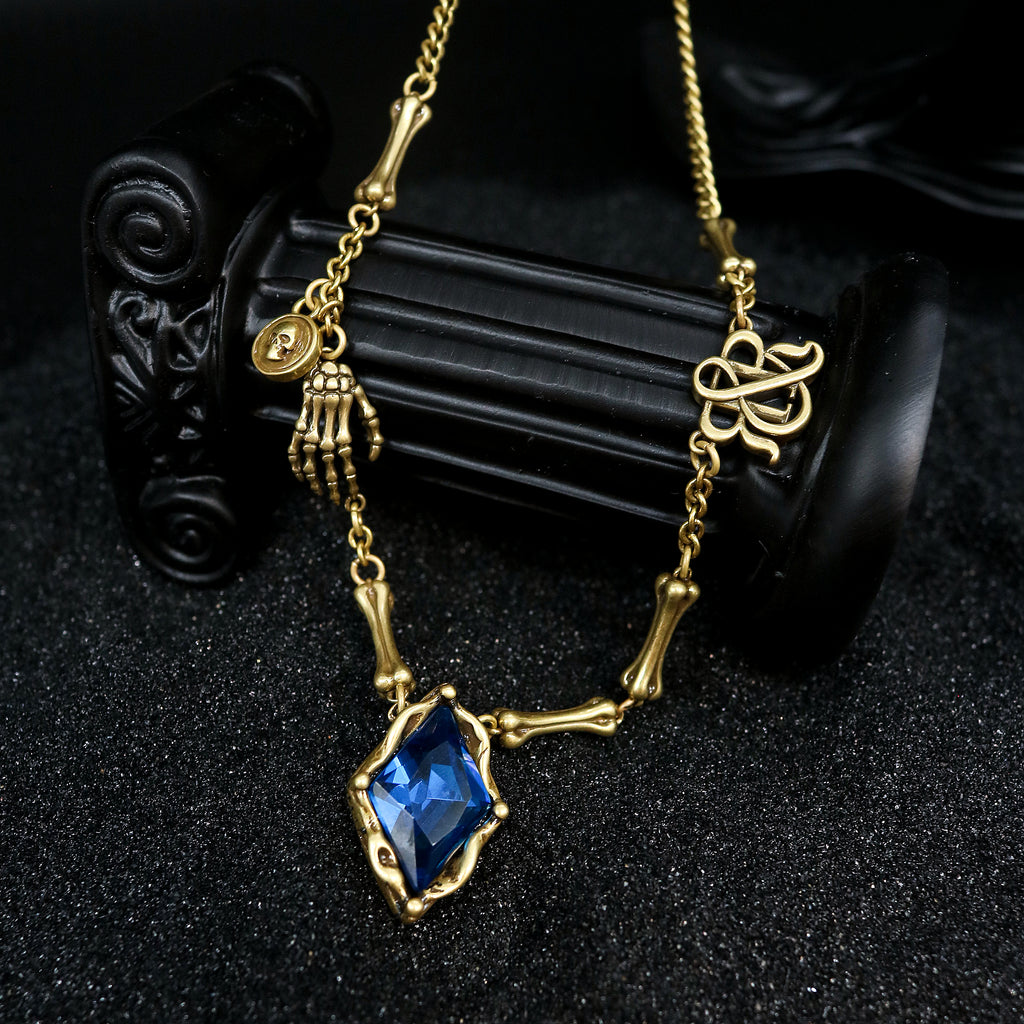 Sapphire Vine Drop Pendant Necklace