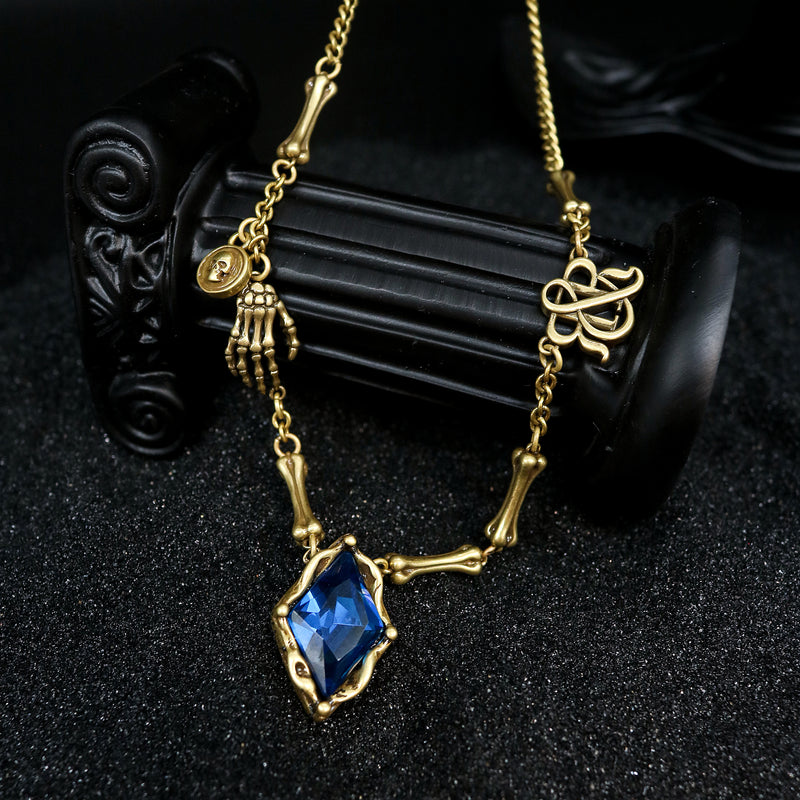 Sapphire Vine Drop Pendant Necklace