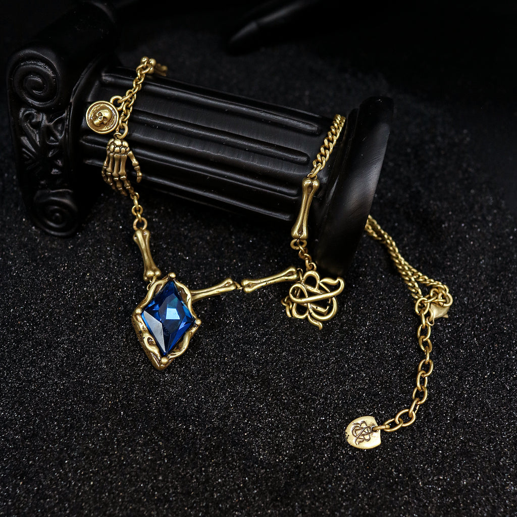 Sapphire Vine Drop Pendant Necklace