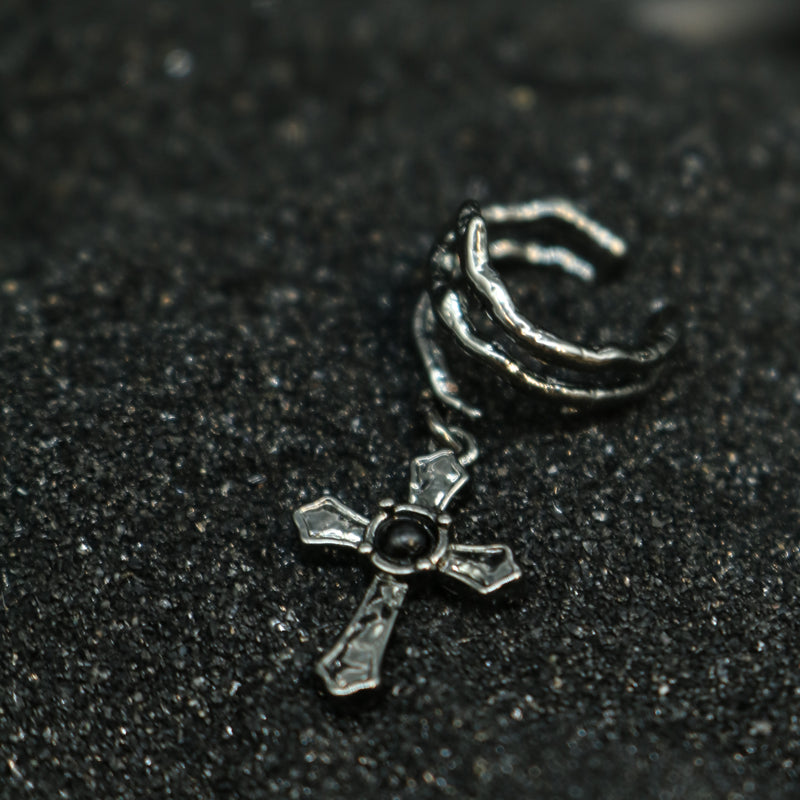 Black  Cross Cuff Drop Earrings