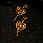 Metallic Skull Heart Drop Earring