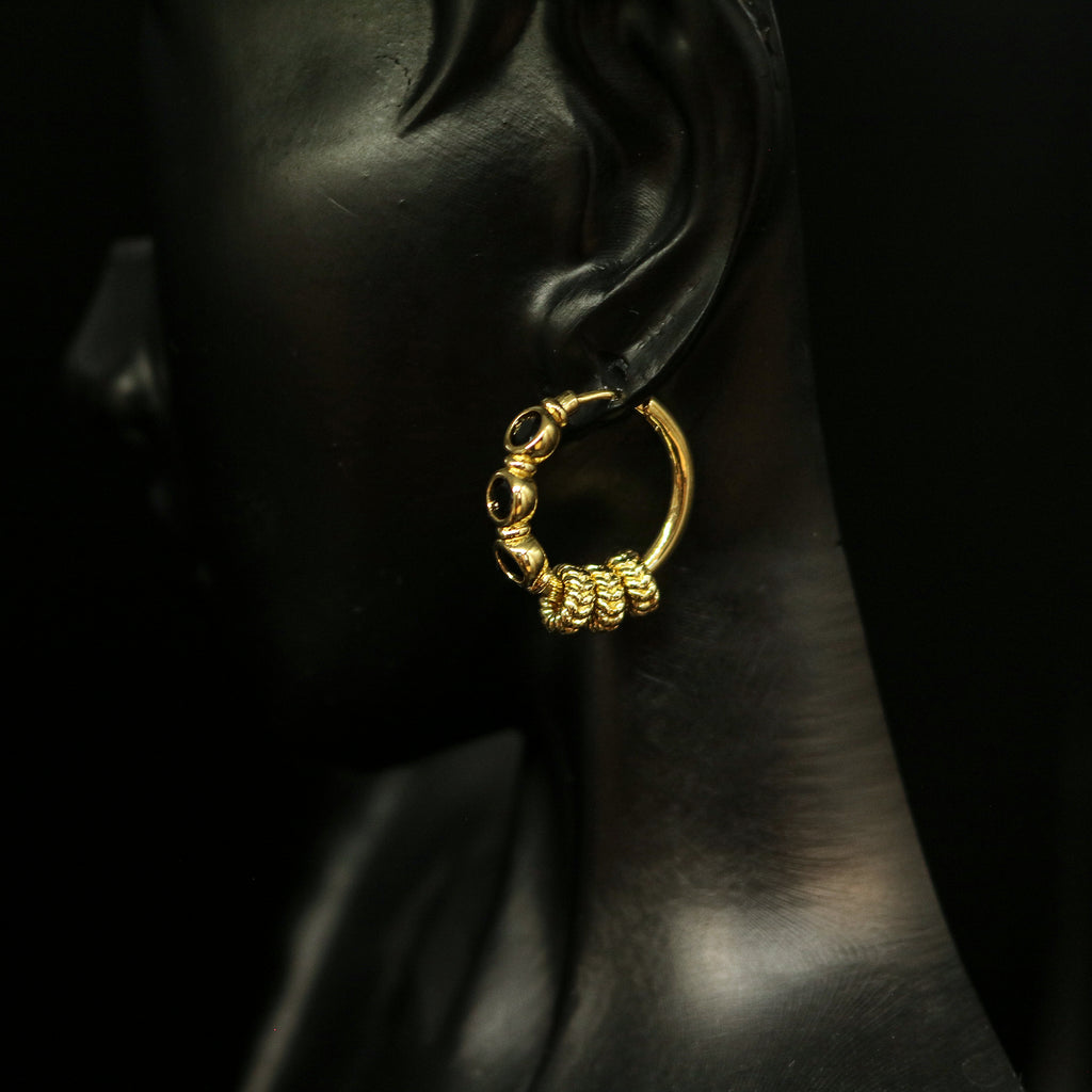 Crystal-Embellished Rope Hoop Earrings