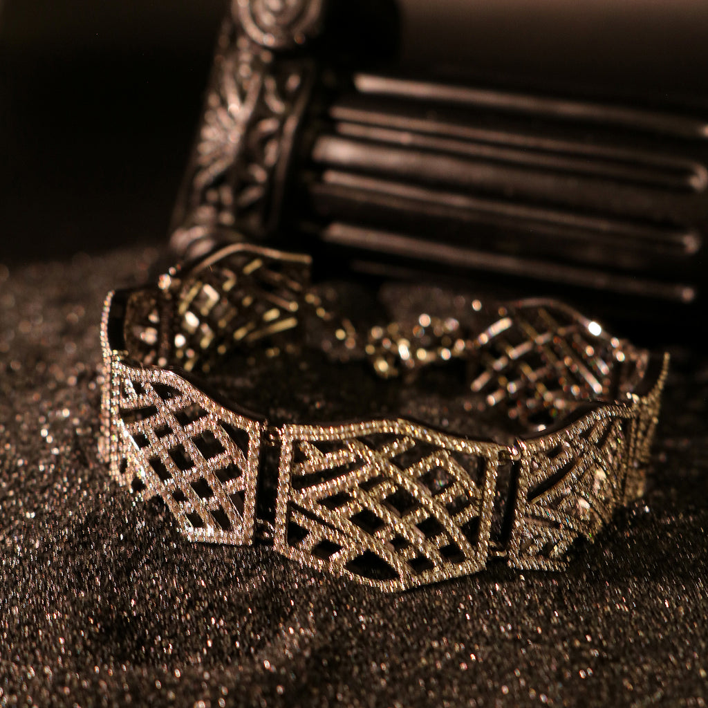 Geometric Lattice Zircon Wristband