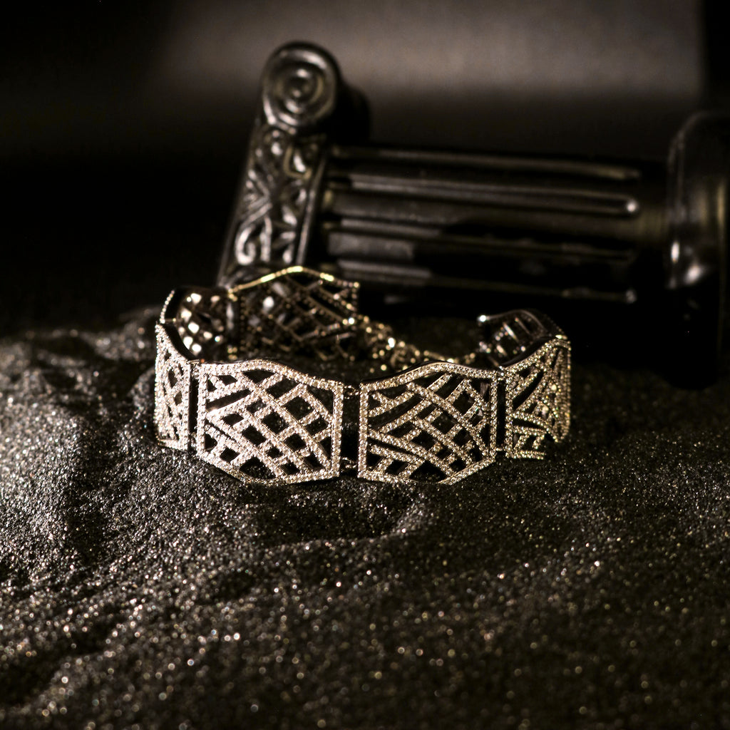 Geometric Lattice Zircon Wristband