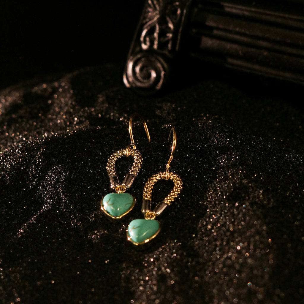 Two-Tone Rope Heart Drop Earrings