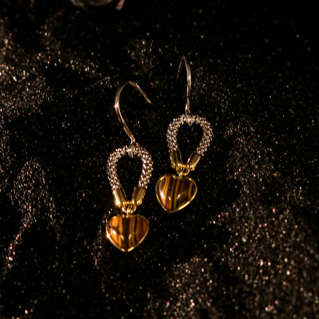 Two-Tone Rope Heart Drop Earrings