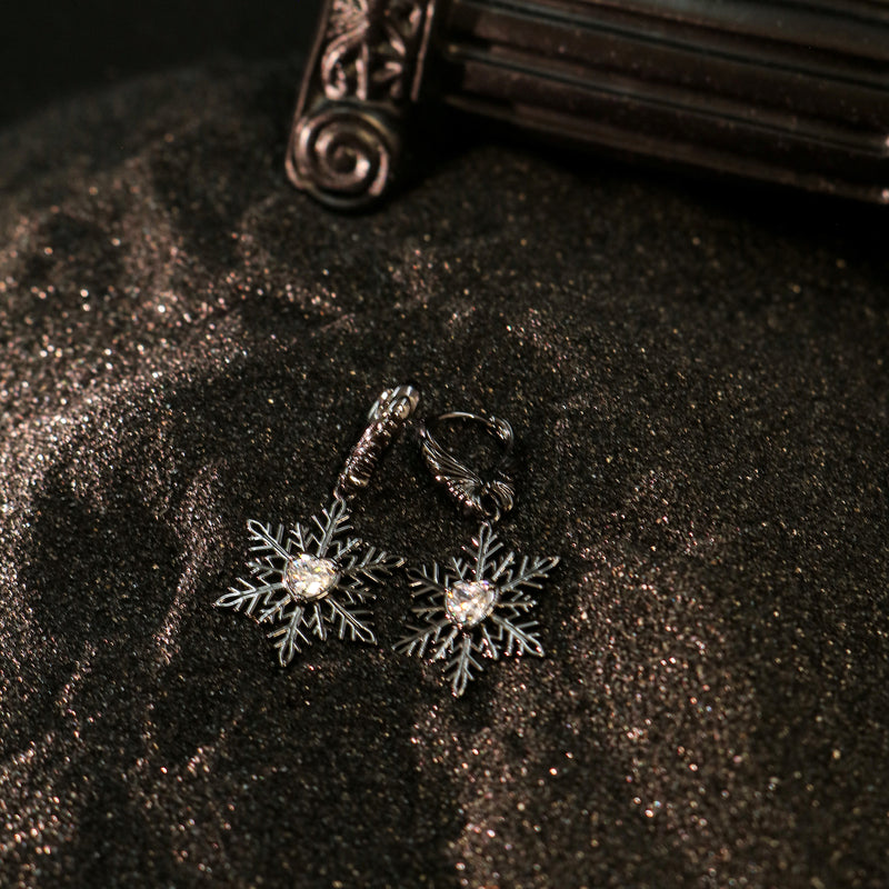 Crystal-Embellished Heart & Snowflake Drop Earrings