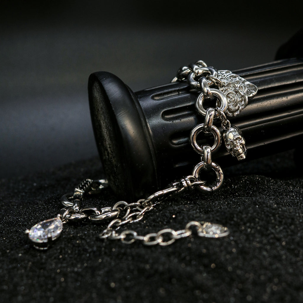 Teardrop Cubic Zirconia Charm Link Wristband