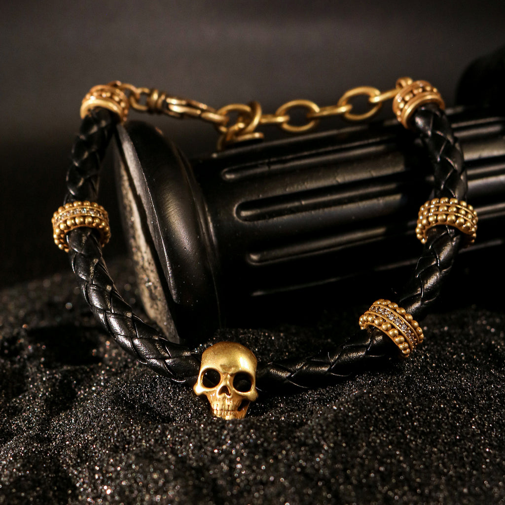 Skull Braided Charm Wristband