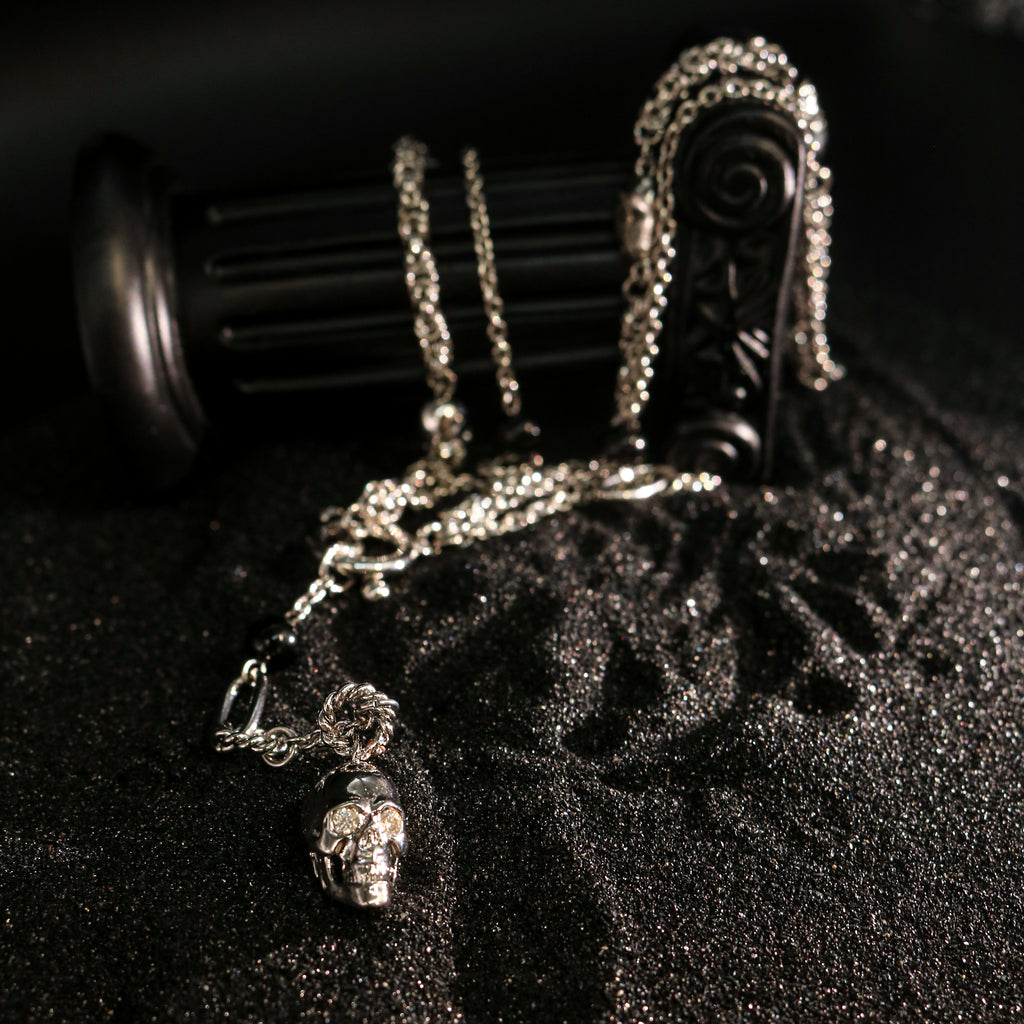 Beaded Skull Drop Chain Necklace