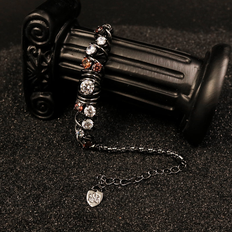 Cubic Zirconia Coil Charm Link Wristband