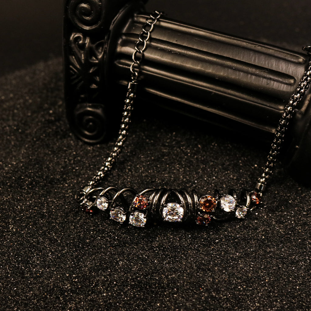 Cubic Zirconia Coil Charm Link Wristband
