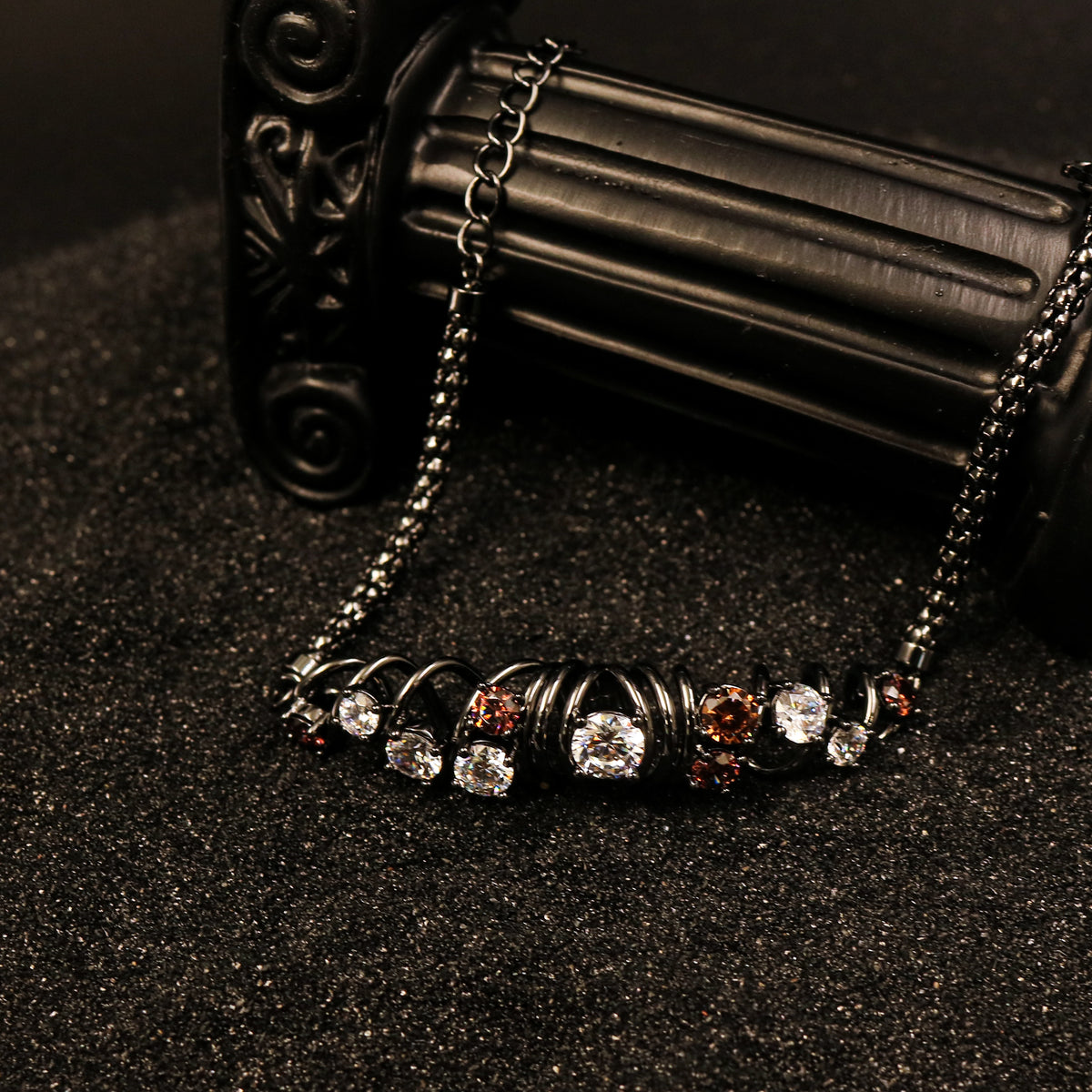 Cubic Zirconia Coil Charm Link Wristband