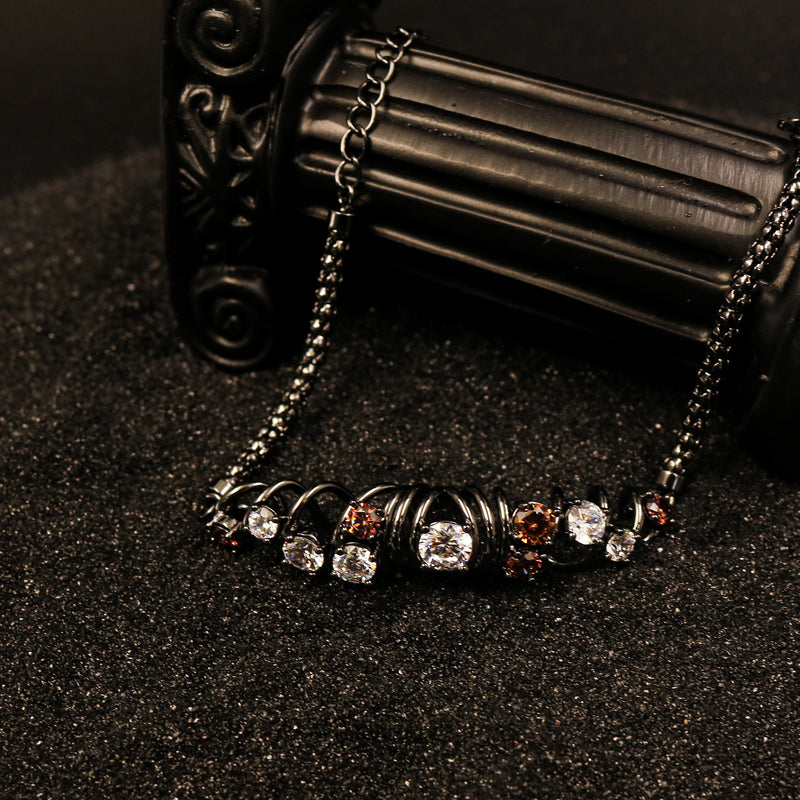 Cubic Zirconia Coil Charm Link Wristband