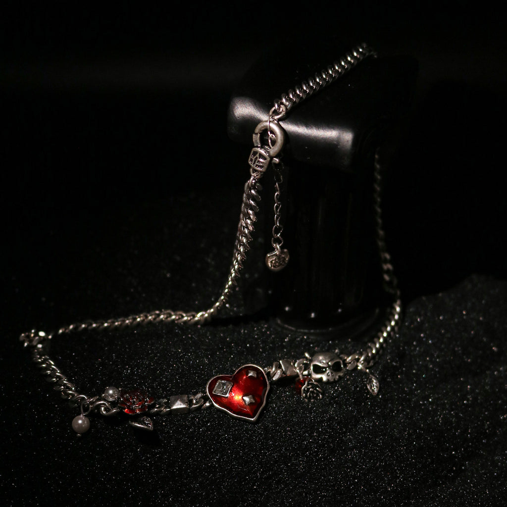 Heart Skull Charm Chain Necklace