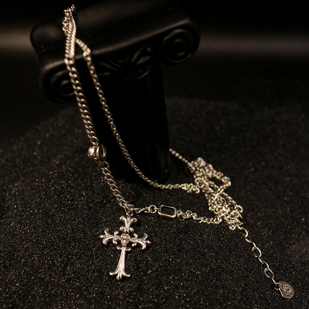 Scrollwork Cross Pendant Necklace