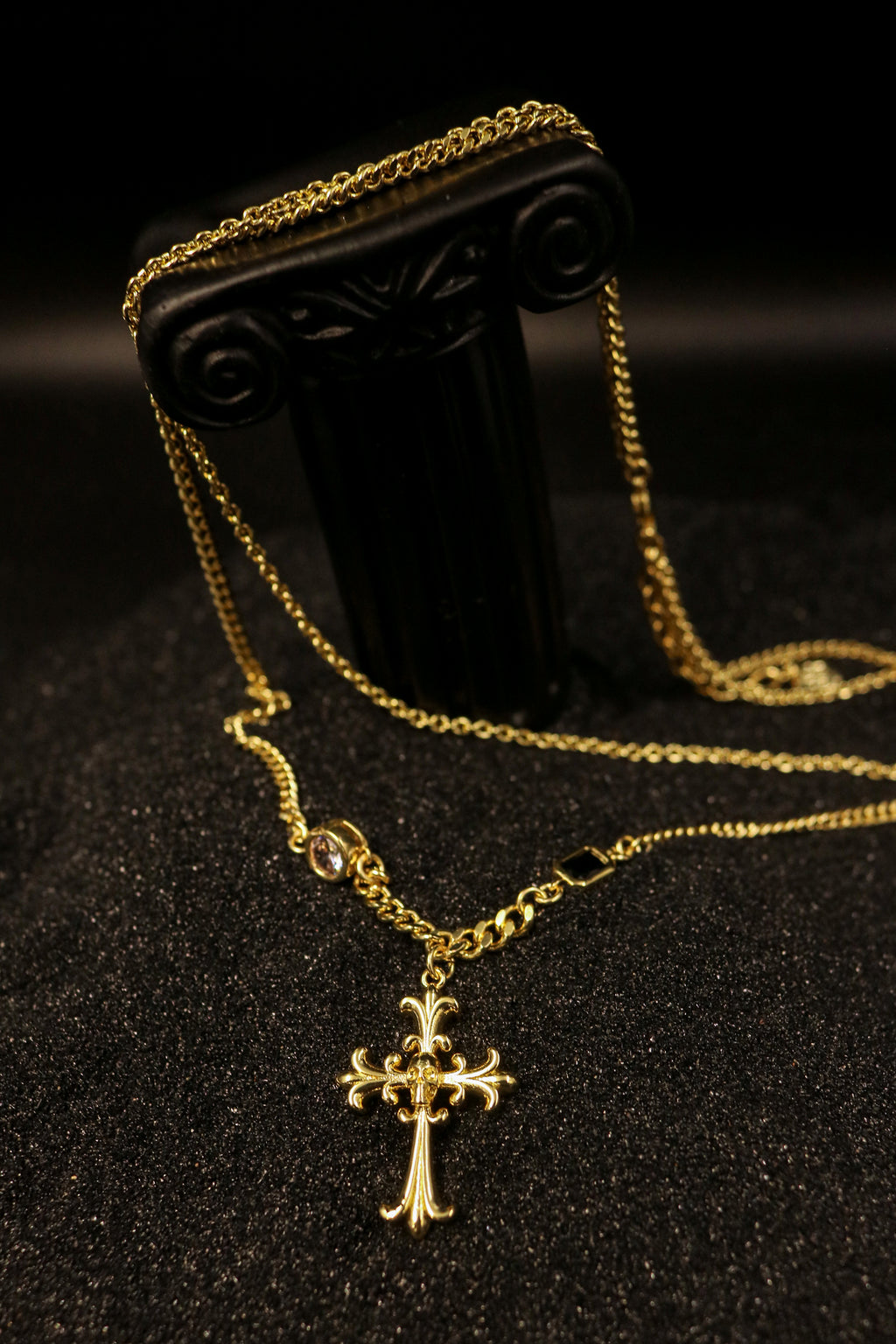 Scrollwork Cross Pendant Necklace
