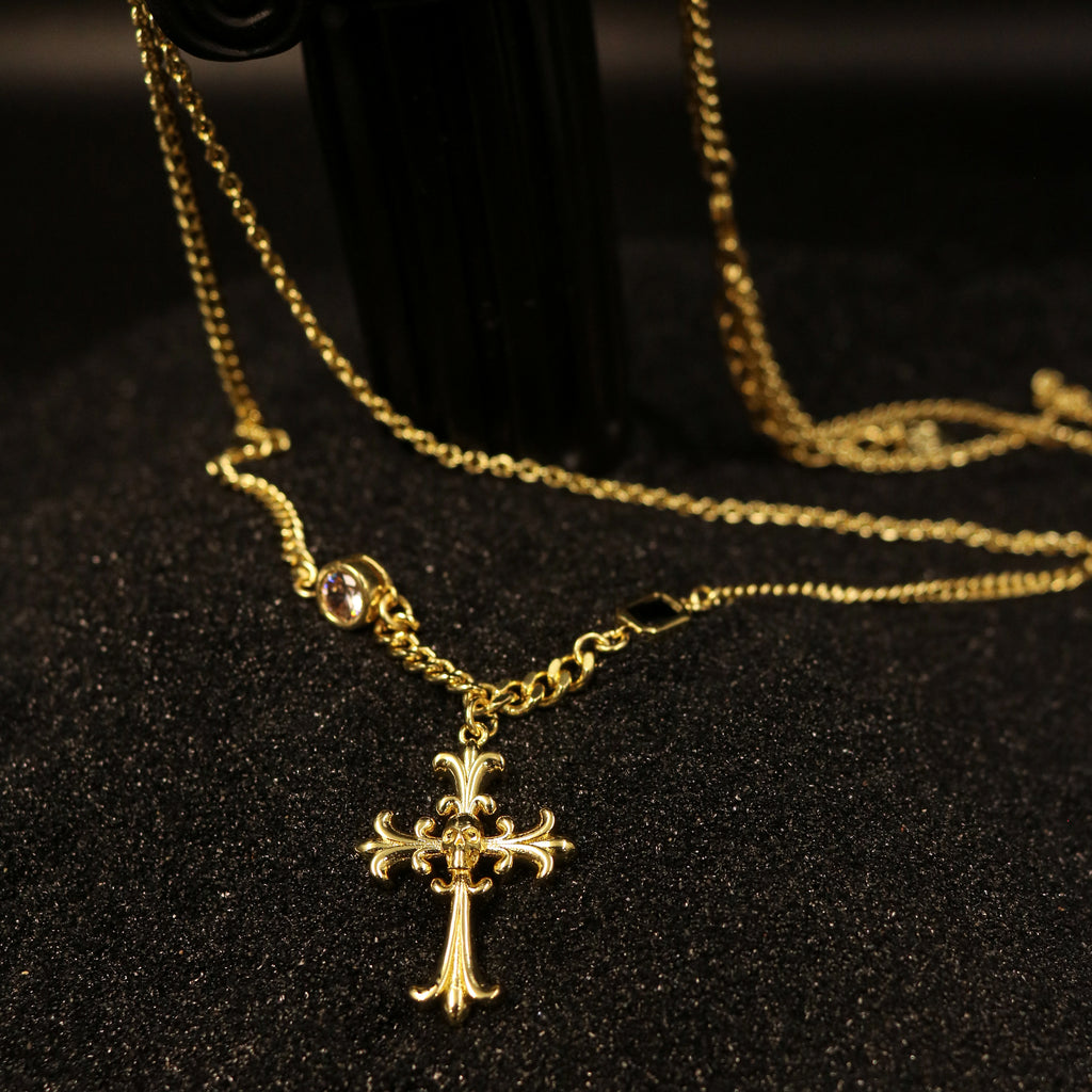 Scrollwork Cross Pendant Necklace