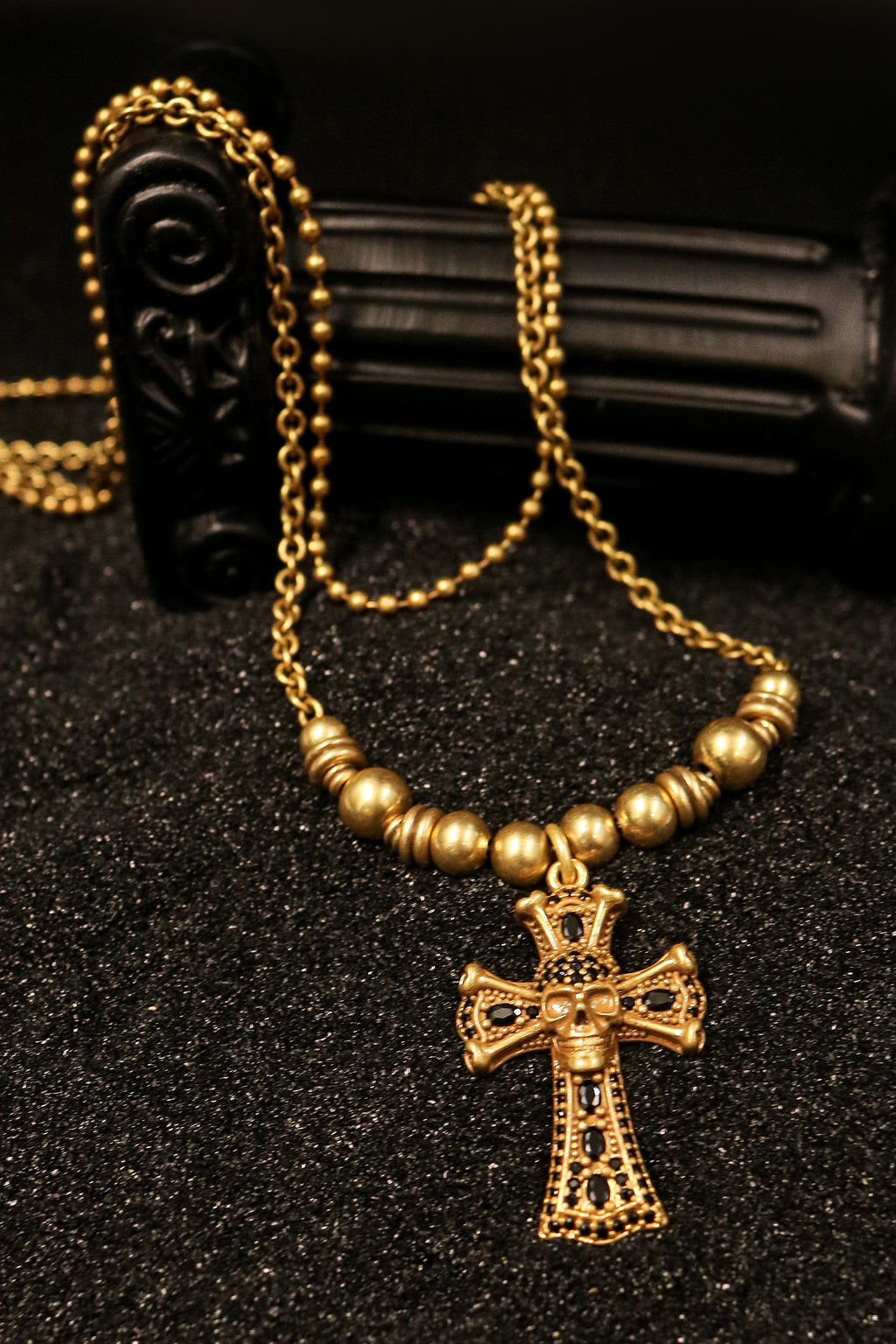 Beaded Cross Pendant Necklace
