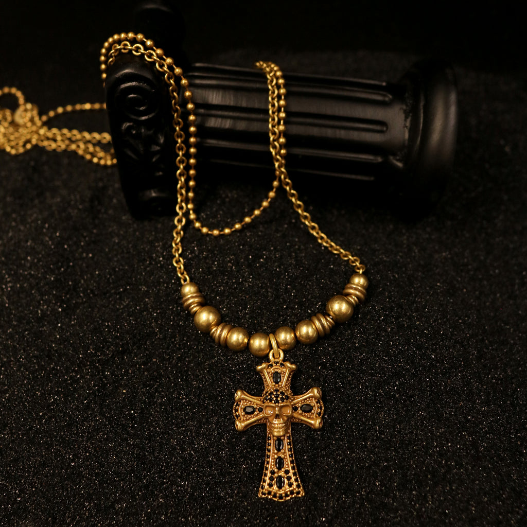Beaded Cross Pendant Necklace