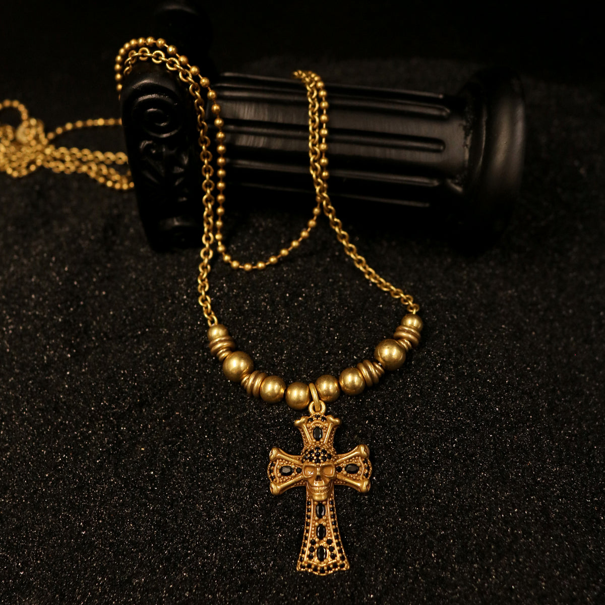 Beaded Cross Pendant Necklace