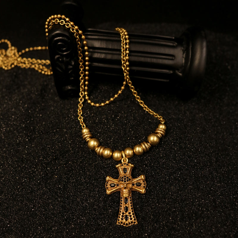Beaded Cross Pendant Necklace