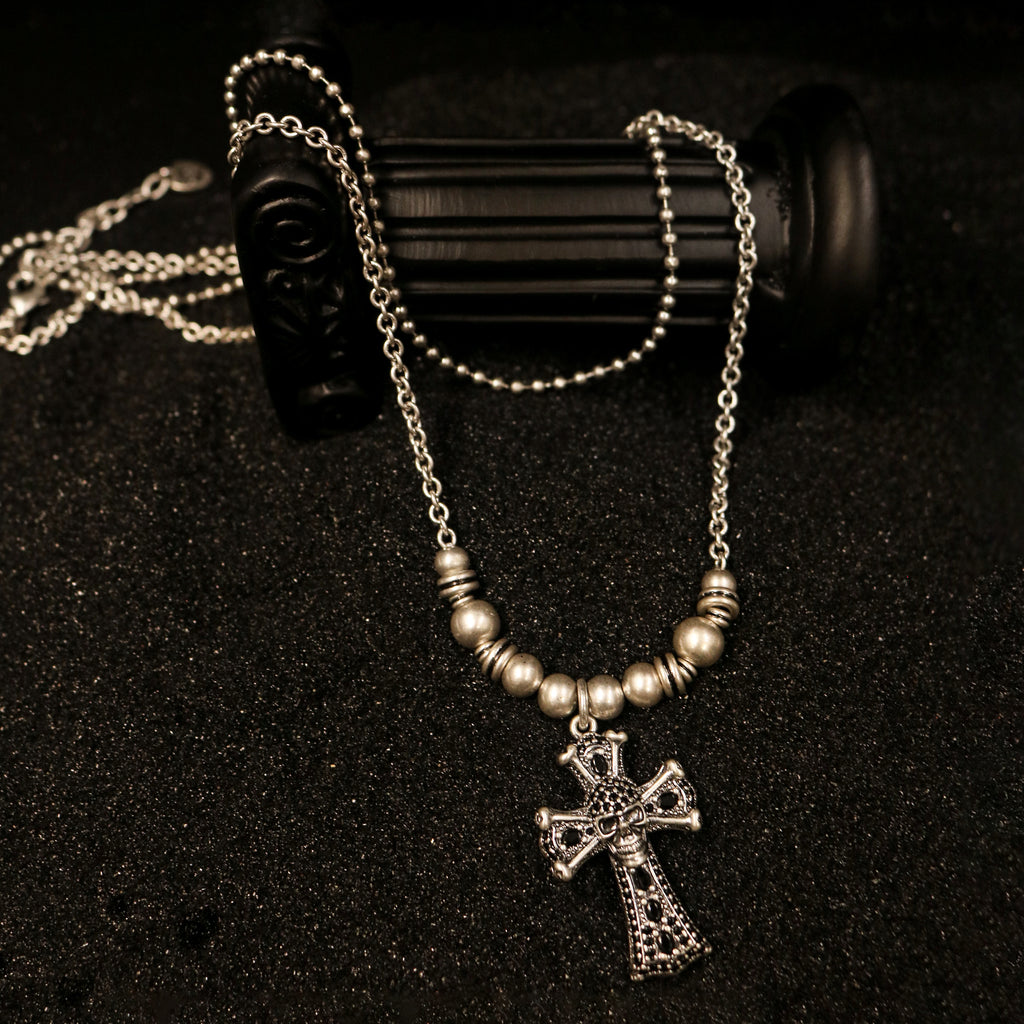 Beaded Cross Pendant Necklace